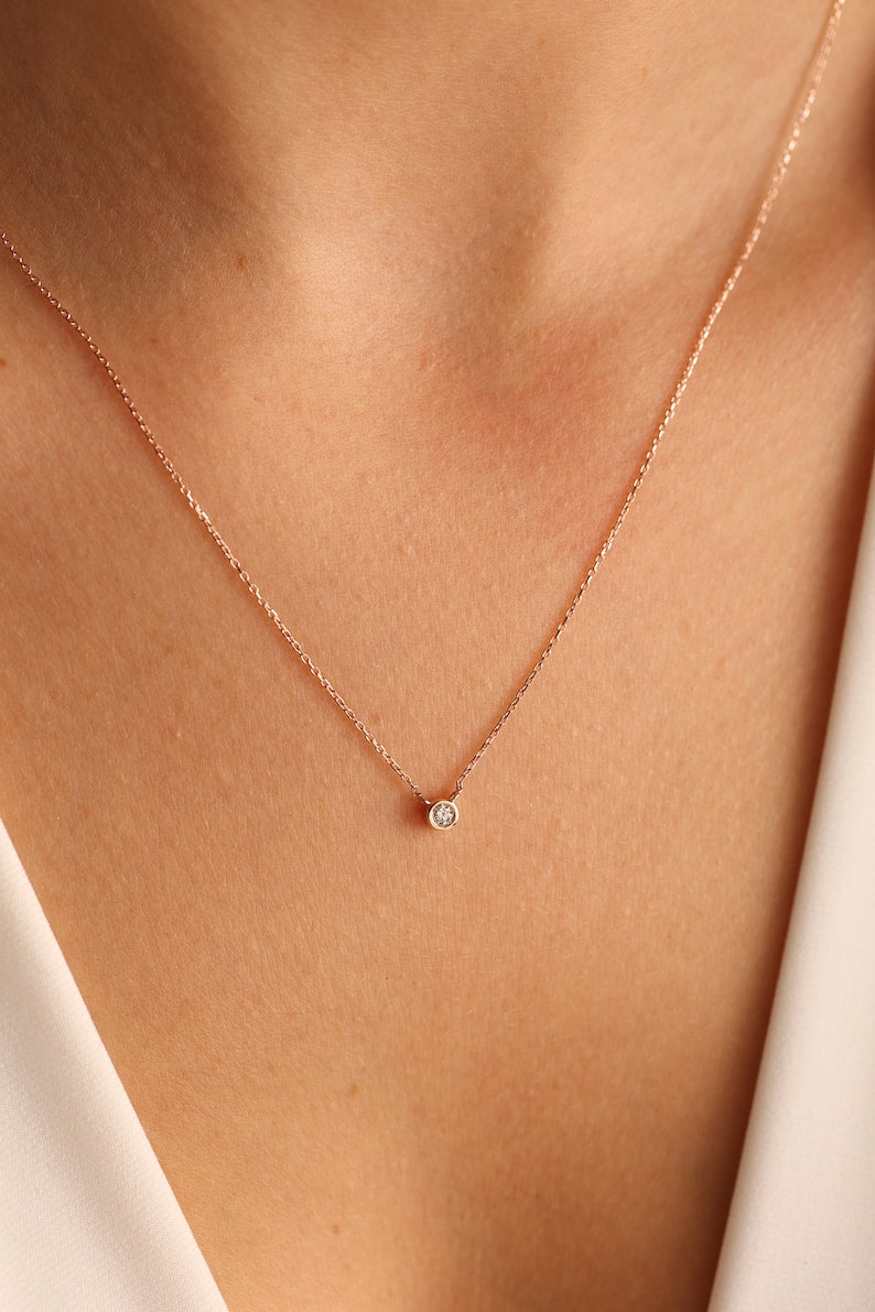 Tiny Beautiful Round Diamond Necklace By Harshita Jewellery