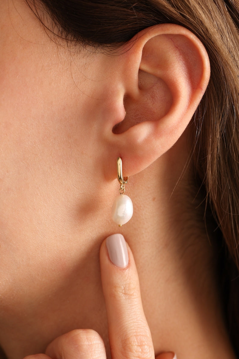 Fresh Water Pearl Earrings 925 Sterling Silver jewelry