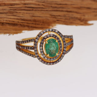 Emerald & Polki Diamond Wedding Ring For Women By Harshita Jewellery