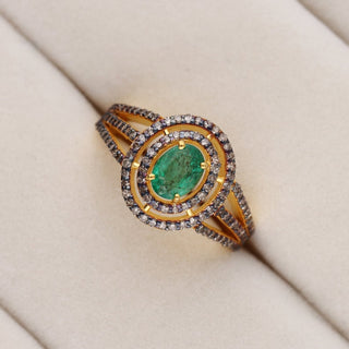 Emerald & Polki Diamond Wedding Ring For Women By Harshita Jewellery