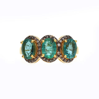 Victorian Emerald & Polki Diamond Wedding Ring For Women By Harshita Jewellery