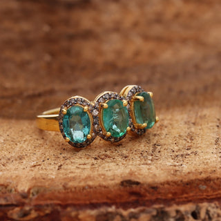 Victorian Emerald & Polki Diamond Wedding Ring For Women By Harshita Jewellery