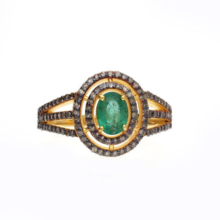 Emerald & Polki Diamond Wedding Ring For Women By Harshita Jewellery