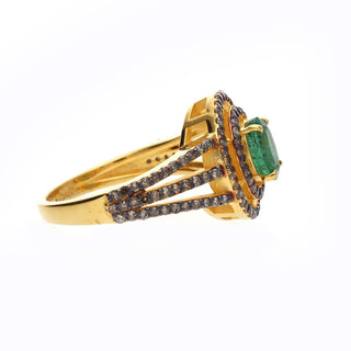 Emerald & Polki Diamond Wedding Ring For Women By Harshita Jewellery