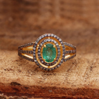 Emerald & Polki Diamond Wedding Ring For Women By Harshita Jewellery