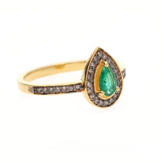 Pear Emerald & Polki Diamond Wedding Ring For Women By Harshita Jewellery