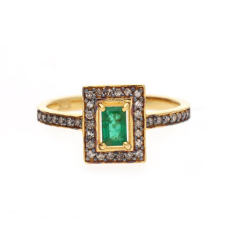 Cushion Emerald & Polki Diamond Wedding Ring For Women By Harshita Jewellery