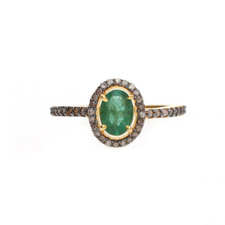 Oval Emerald & Polki Diamond Wedding Ring For Women By Harshita Jewellery