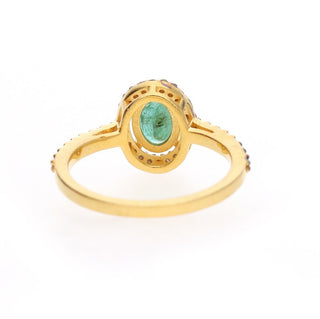 Oval Emerald & Polki Diamond Wedding Ring For Women By Harshita Jewellery