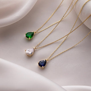 Teardrop Emerald Necklace 925 Sterling Silver jewelry