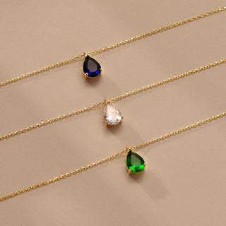 Teardrop Emerald Necklace 925 Sterling Silver jewelry