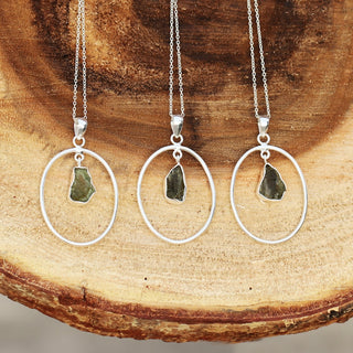 Authentic Raw Moldavite Pendant For Girls 925 Sterling Silver Jewelry