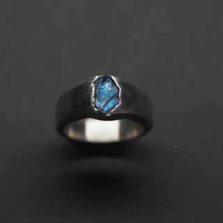 Rough Labradorite Men's Ring By Harshita Jewellery