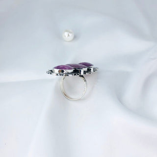 Faceted Amethyst & Ruby Ring By Harshita Jewellery