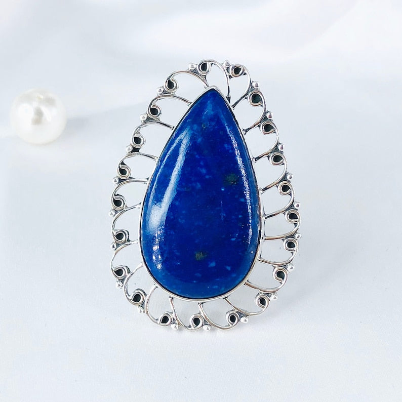 Lapis Lazuli Gemstone Ring By Harshita Jewellery