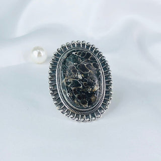 Turritella Jasper Gemstone Ring By Harshita Jewellery