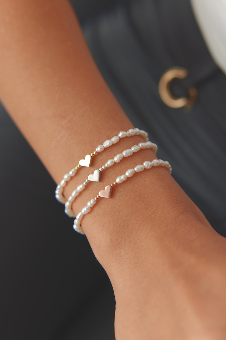 Pearl Bracelet Gold Heart Love Charm Bracelet For women
