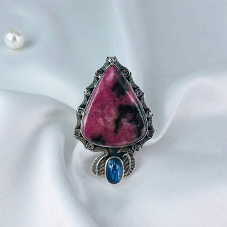 Rhodonite & Kyanite Ring By Harshita Jewellery