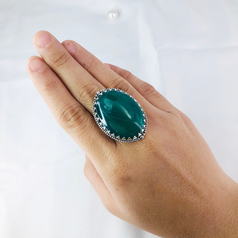 Natural Green Onyx Ring By Harshita Jewellery