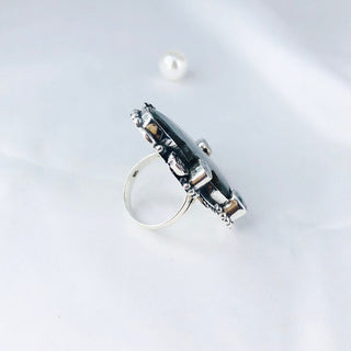 Natural Labradorite & Rainbow Moonstone Ring By Harshita Jewellery