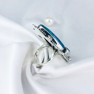 Natural Chrysocolla, Apatite & Moonstone Ring By Harshita Jewellery