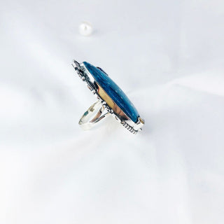 Natural Chrysocolla, Amethyst & Peridot Ring By Harshita Jewellery