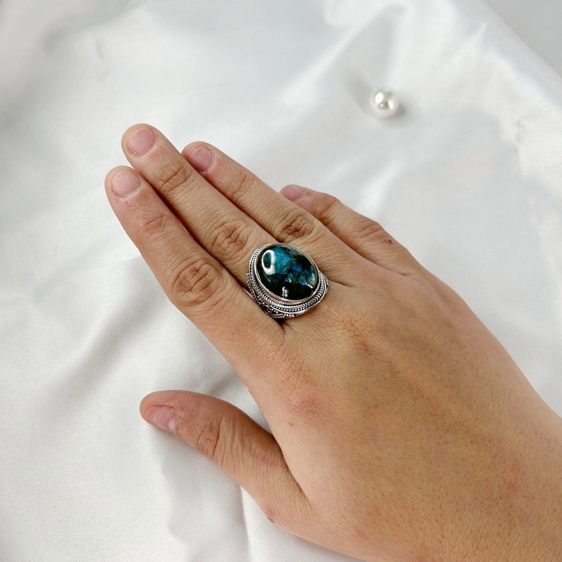 Natural Labradorite Ring By Harshita Jewellery