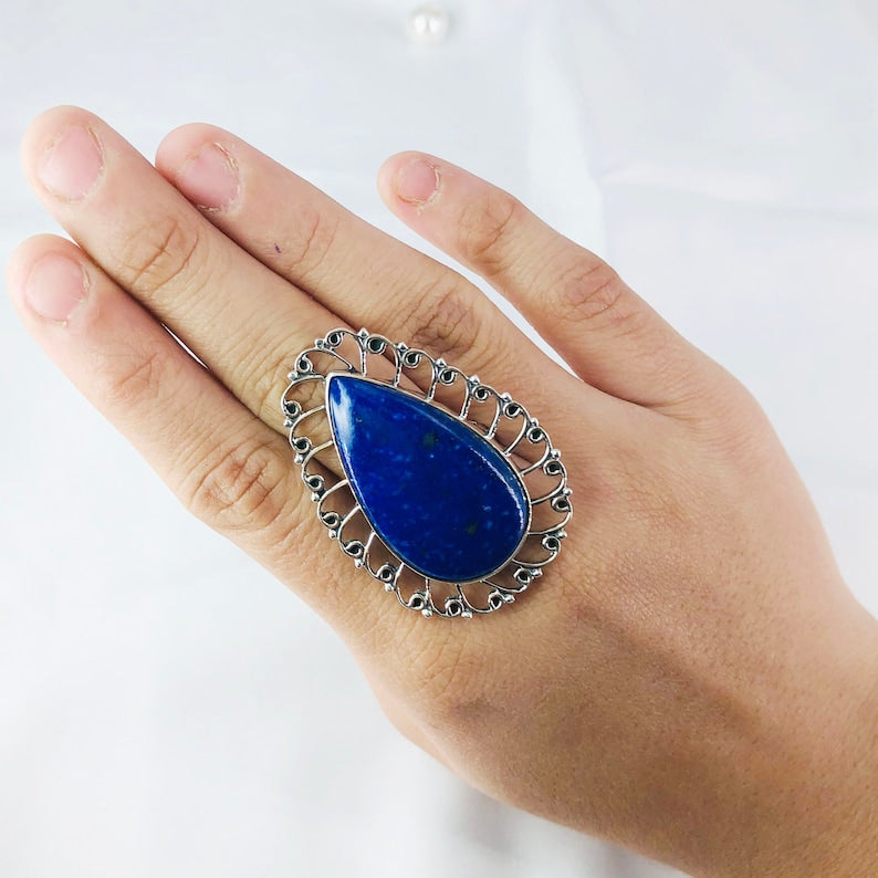 Lapis Lazuli Gemstone Ring By Harshita Jewellery