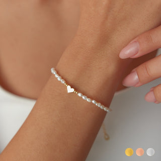Pearl Bracelet Gold Heart Love Charm Bracelet For women