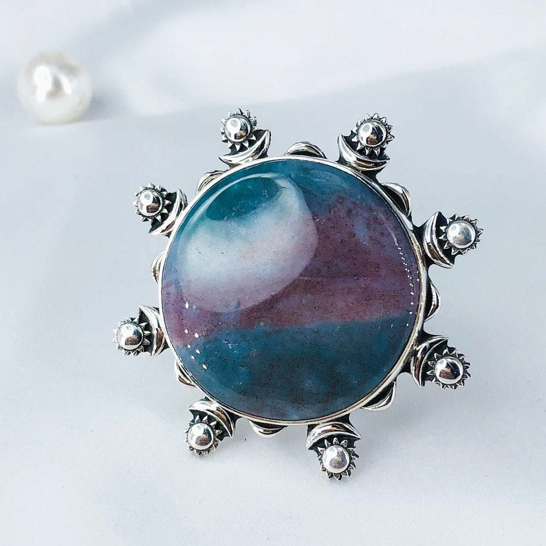 Moss Agate Gemstone Ring By Harshita Jewellery