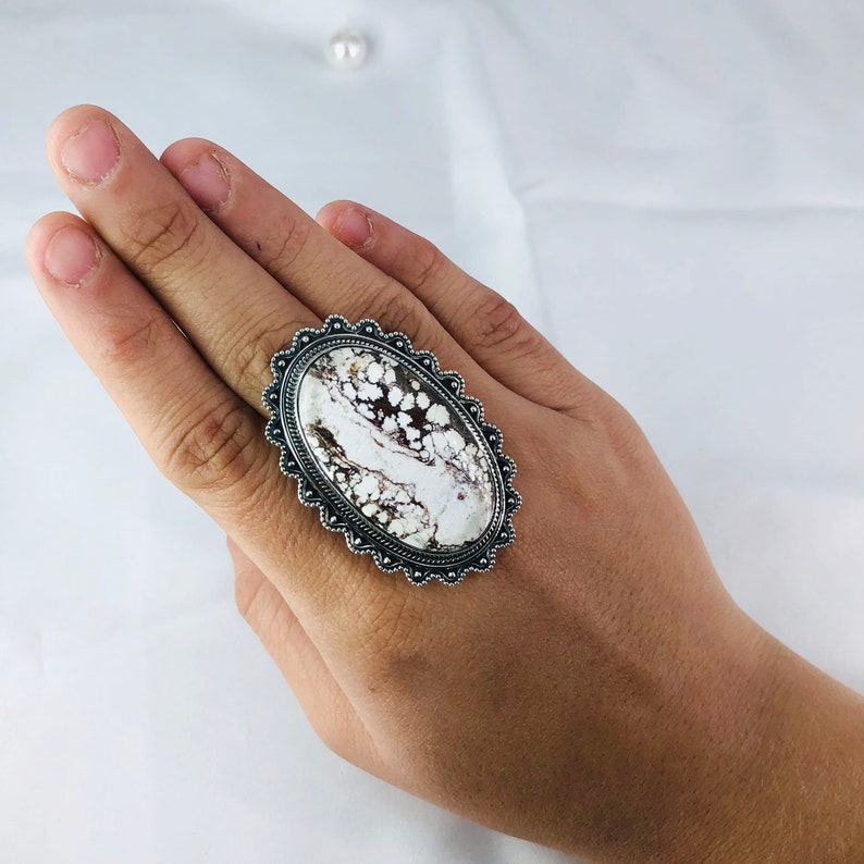 Natural Wild Horse magnesite Gemstone Ring By Harshita Jewellery