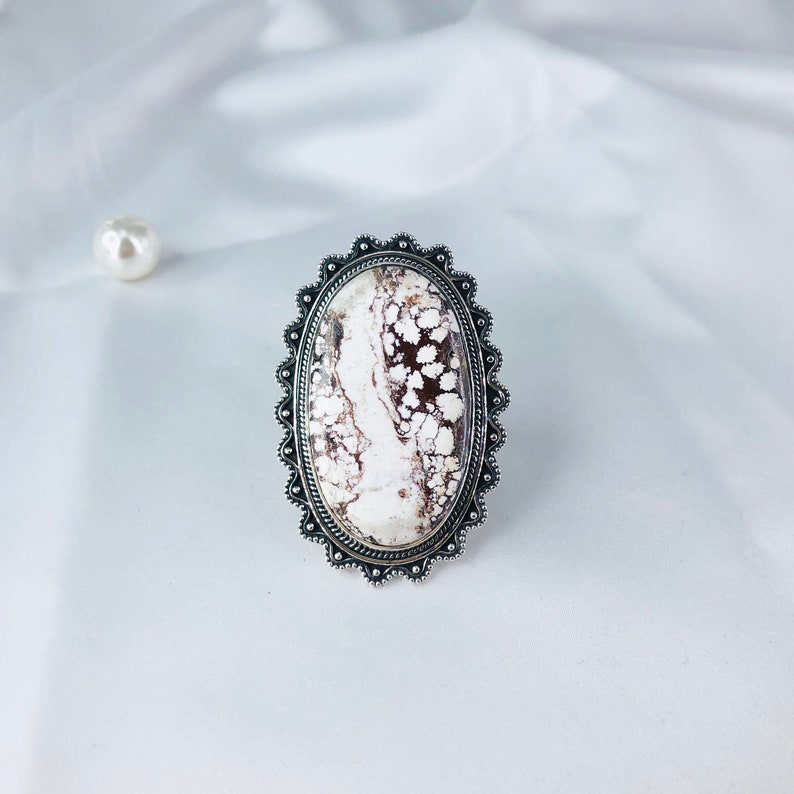 Natural Wild Horse magnesite Gemstone Ring By Harshita Jewellery