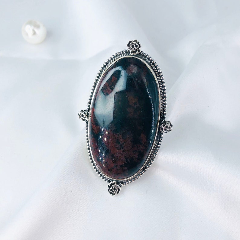Natural Bloodstone Ring By Harshita Jewellery