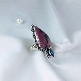 Rhodonite & Kyanite Ring By Harshita Jewellery