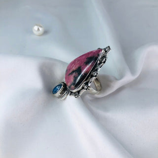 Rhodonite & Kyanite Ring By Harshita Jewellery