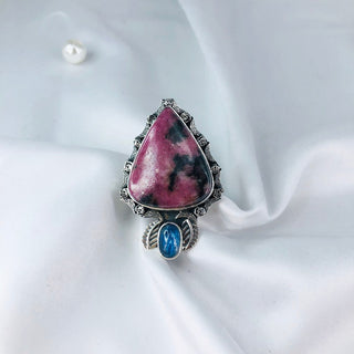 Rhodonite & Kyanite Ring By Harshita Jewellery