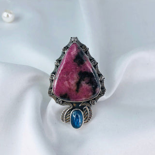 Rhodonite & Kyanite Ring By Harshita Jewellery