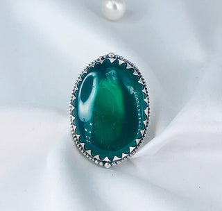 Natural Green Onyx Ring By Harshita Jewellery