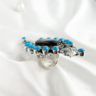Tiger's Eye Ring & Turquoise Gemstone Ring By Harshita Jewellery