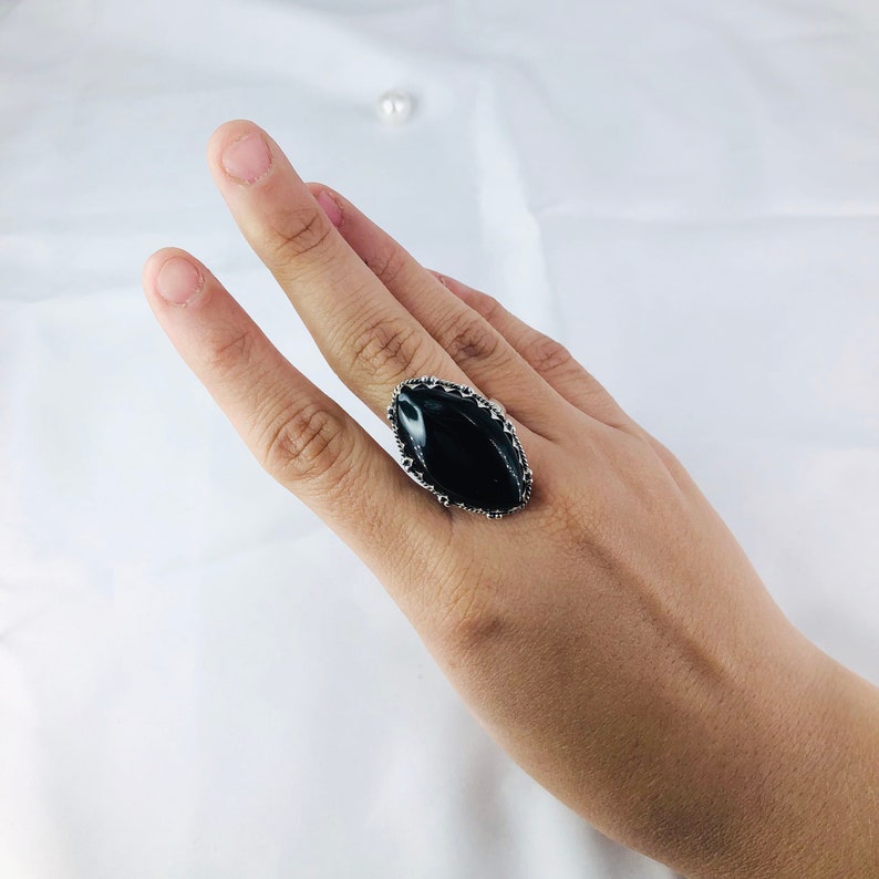 Natural Black Onyx Ring By Harshita Jewellery