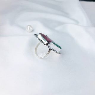 Natural Rhodonite, Chrysoprase, Carnelian Gemstone Ring By Harshita Jewellery