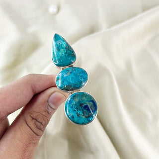 Natural Shattuckite Gemstone Ring By Harshita Jewellery