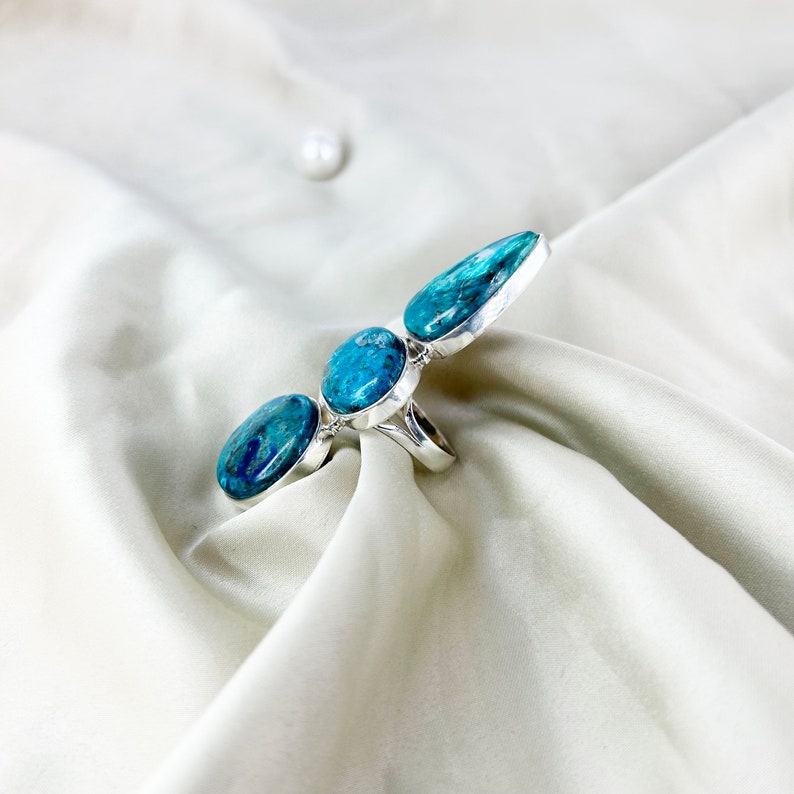 Natural Shattuckite Gemstone Ring By Harshita Jewellery