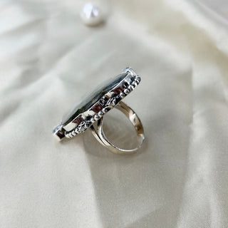 Labradorite & Moonstone Ring By Harshita Jewellery
