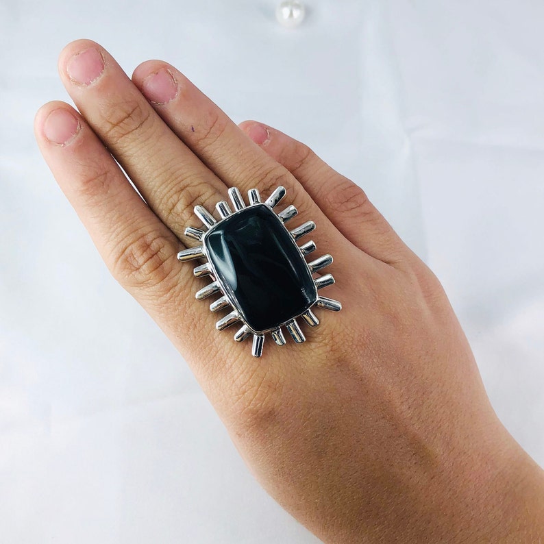 Natural Black Onyx Ring By Harshita Jewellery