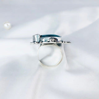Natural Chrysocolla, Amethyst & Peridot Ring By Harshita Jewellery