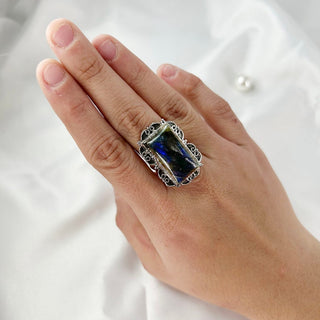 Natural Labradorite Ring By Harshita Jewellery