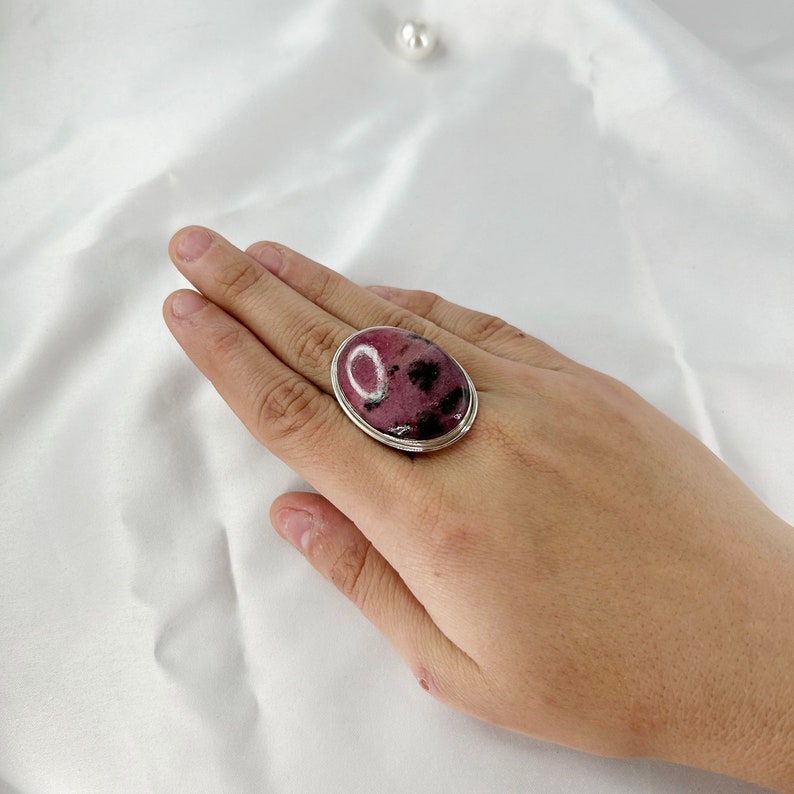 Natural Rhodonite Gemstone Ring By Harshita Jewellery