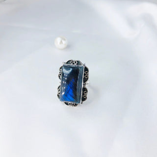Natural Labradorite Ring By Harshita Jewellery