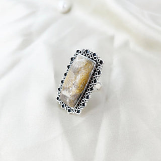 Natural Fossil Coral Ring By Harshita Jewellery
